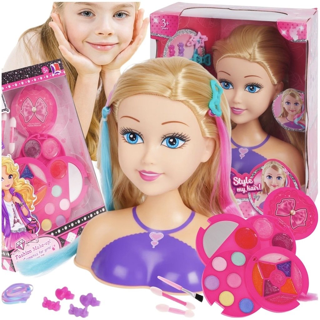 Głowa Do Stylizacji Zabawka Zestaw Fryzjerski Kosmetyki Do Makijażu Prezent