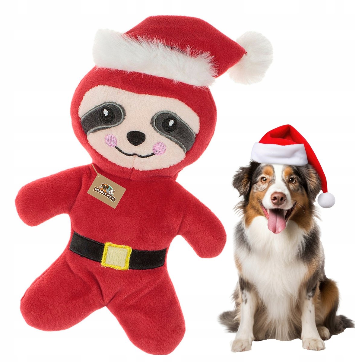 Zabawka dla psa ŚWIĄTECZNY MIKOŁAJ LENIWIEC maskotka piszcząca na święta