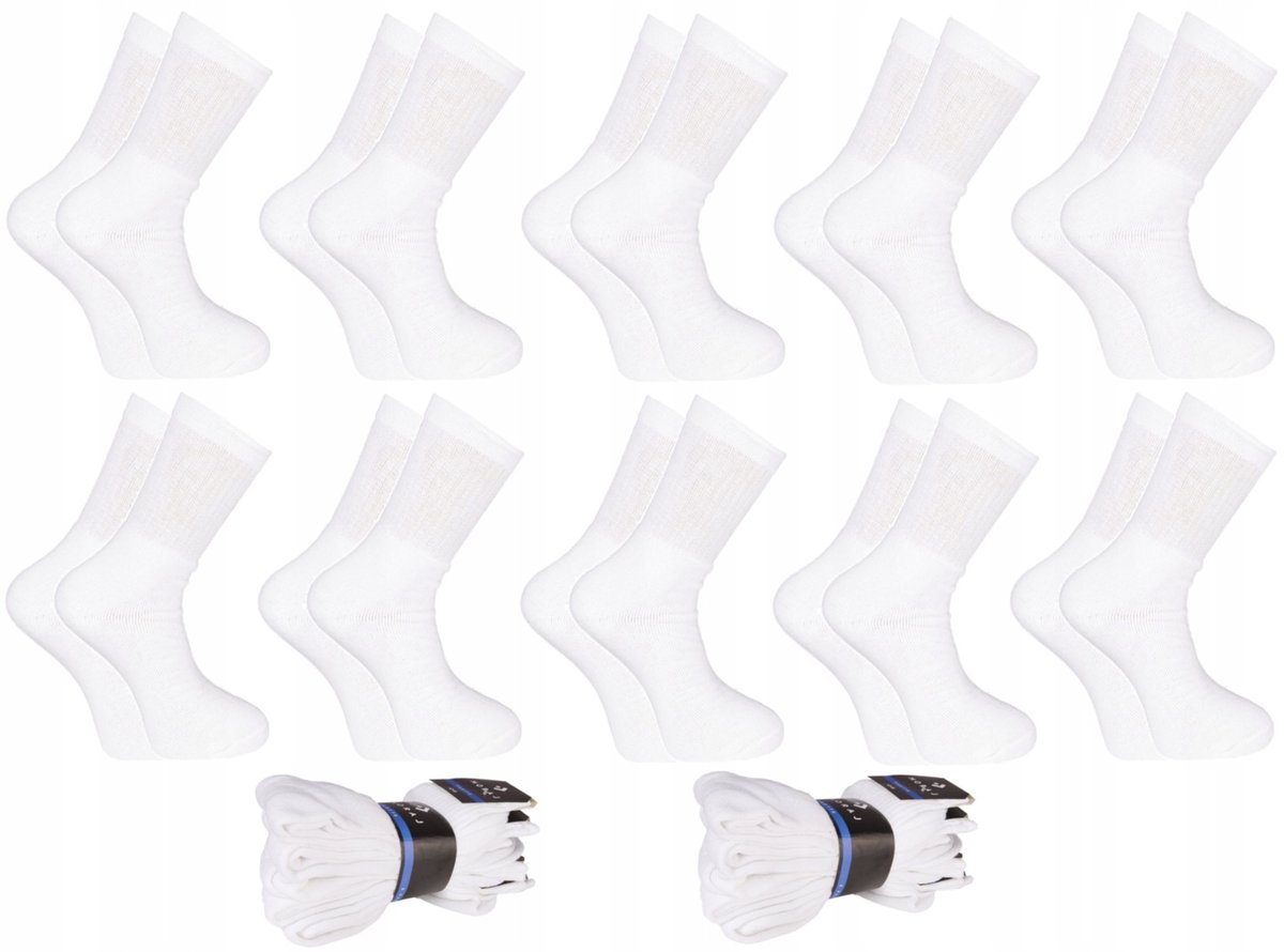 Skarpetki Frotte 10 PAR Bawełniane Grube Ciepłe Białe Moraj 43-45