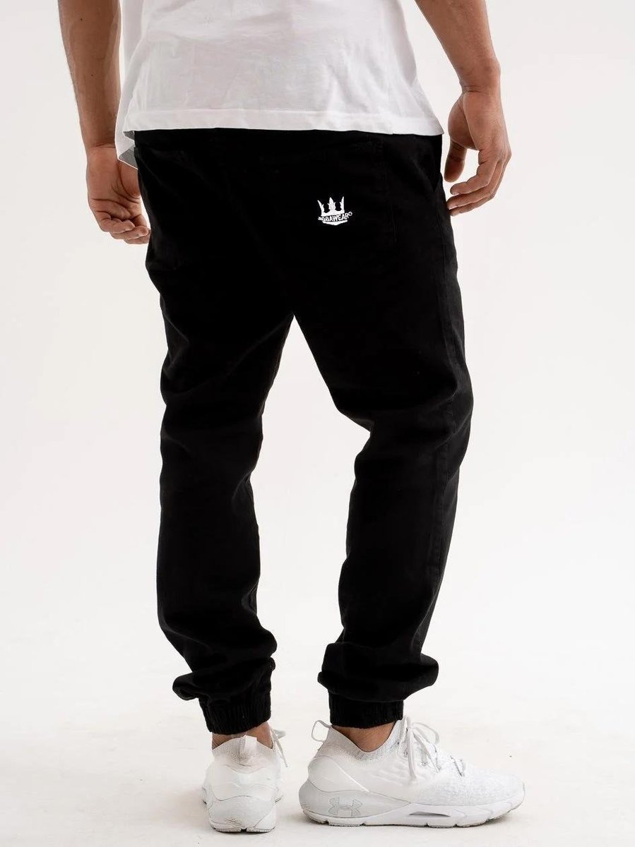 Spodnie Jogger Ze Ściągaczem Męskie Czarne Jigga Wear Crown M
