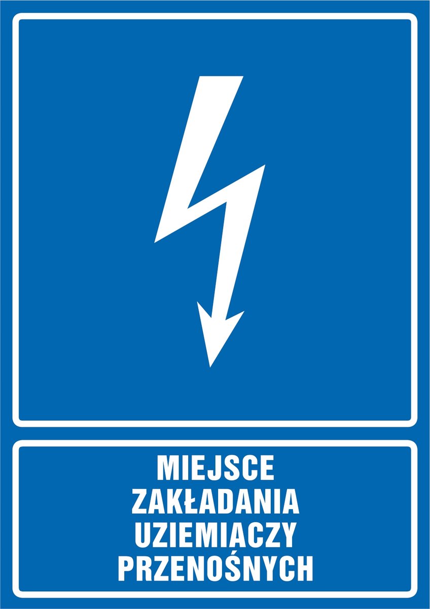 Naklejka Miejsce zakładania uziemiaczy przenośnych 10x15cm