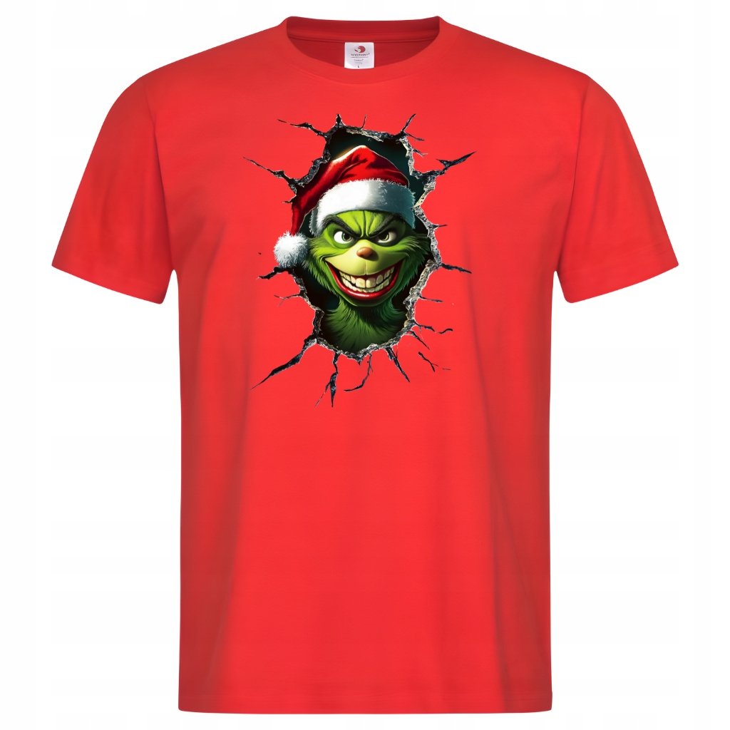 Koszulka męska Świąteczna prezent Święta Grinch psotnik w czapce Mikołaja