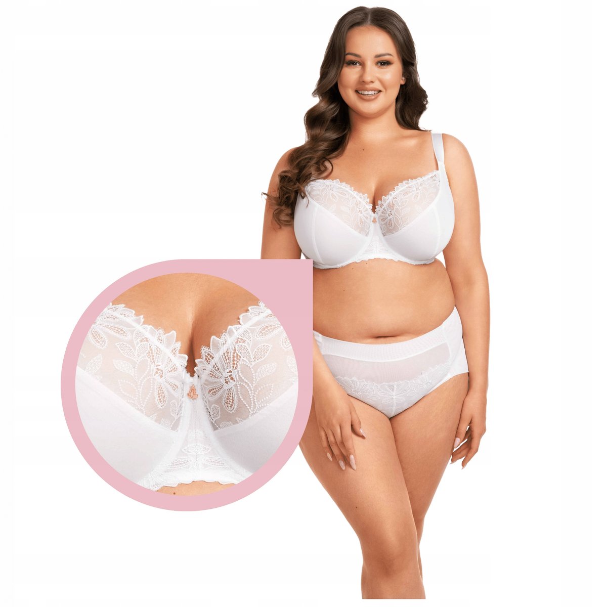 Nessa COCO soft Biustonosz biały miękki stanik haftowany tiul - 65F