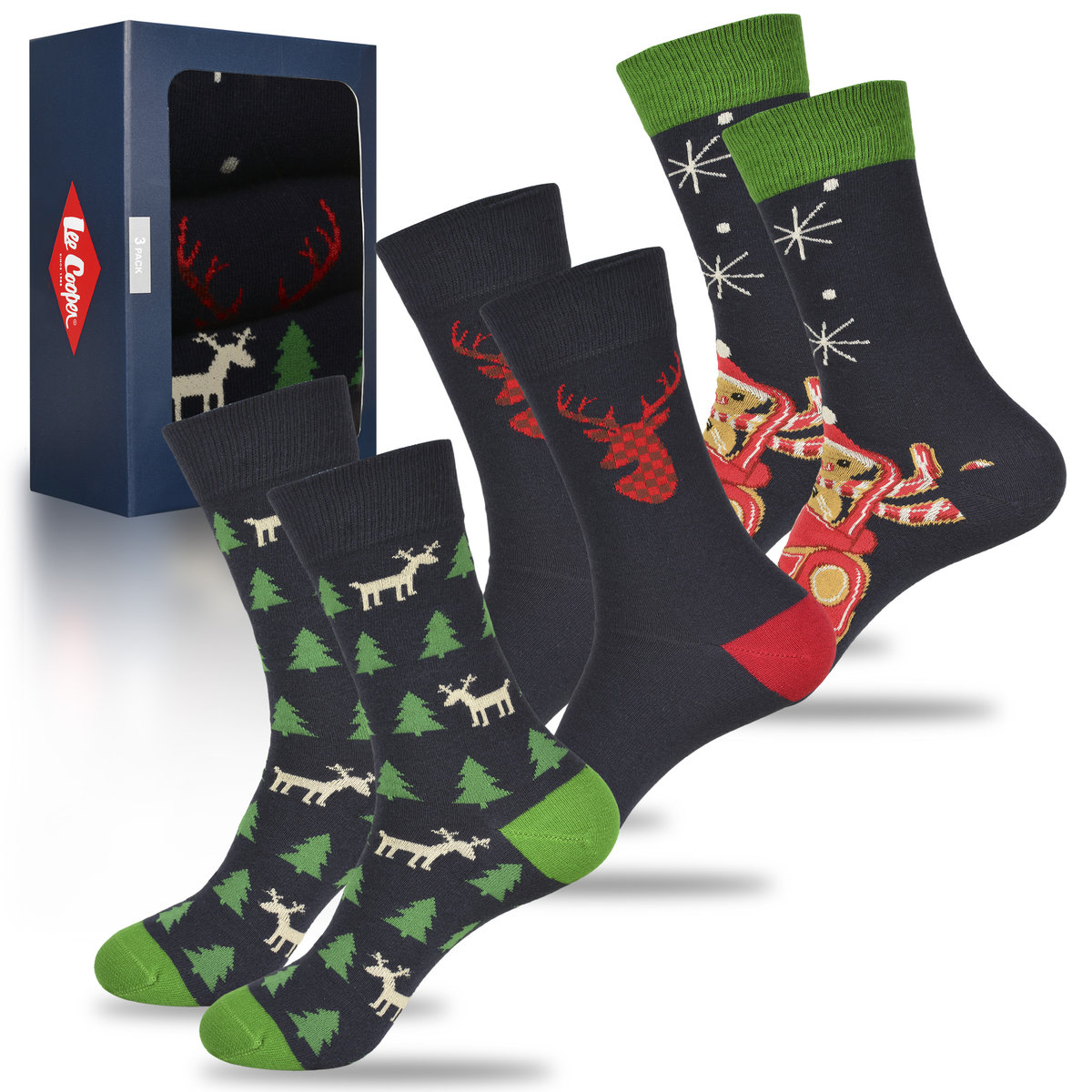 Lee Cooper Świąteczne Skarpety Męskie Ciastek 3 Sztuki Na Prezent R. 43-46