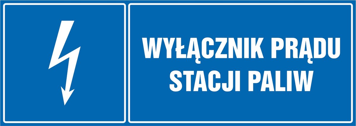Naklejka pozioma: Wyłącznik prądu stacji paliw 21x60cm