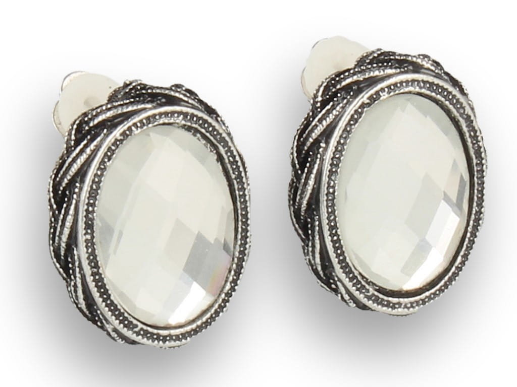 Klipsy do uszu srebrne z kryształkiem