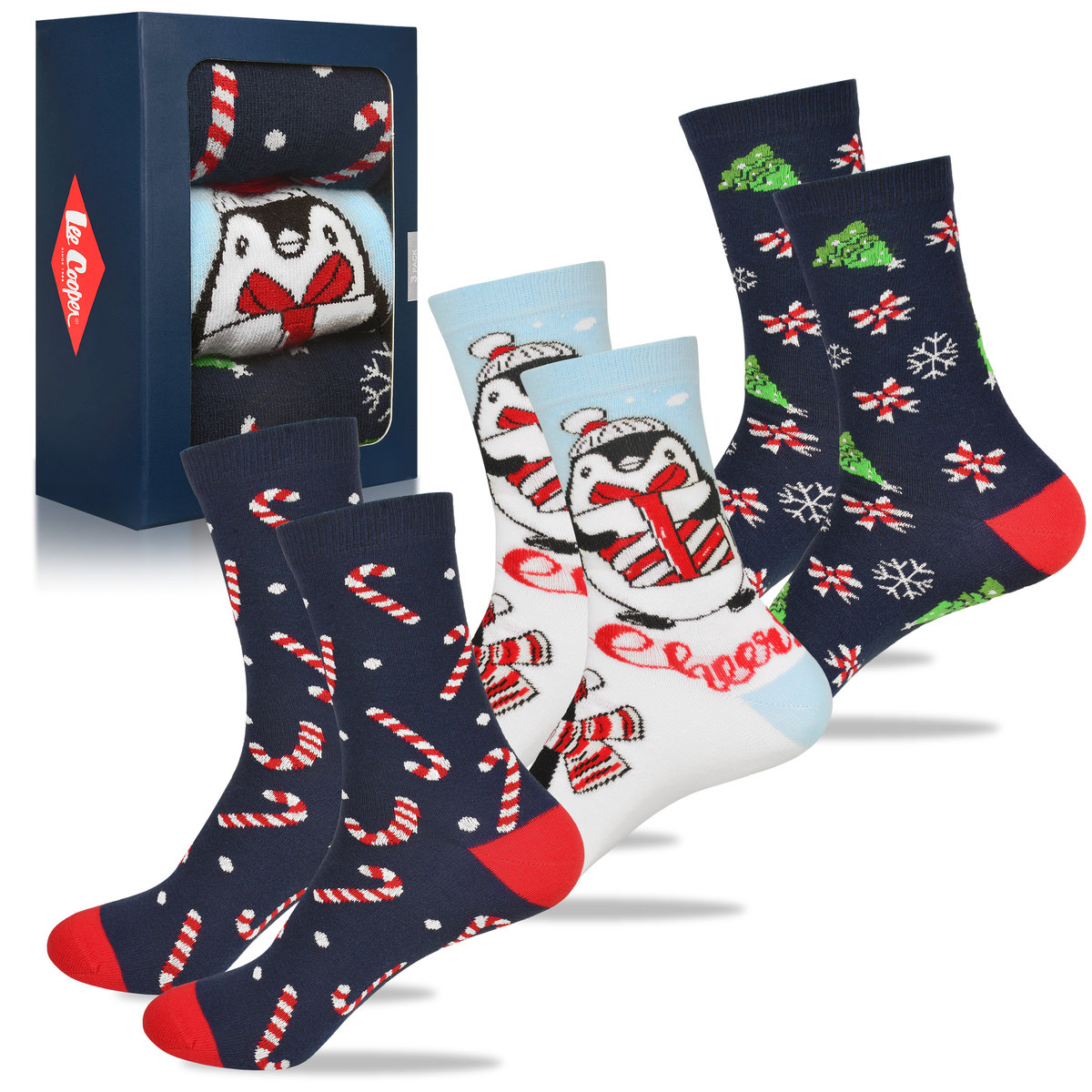 Lee Cooper Skarpety Damskie Świąteczne 3 pary Bawełna Słodkie Długie 35/38