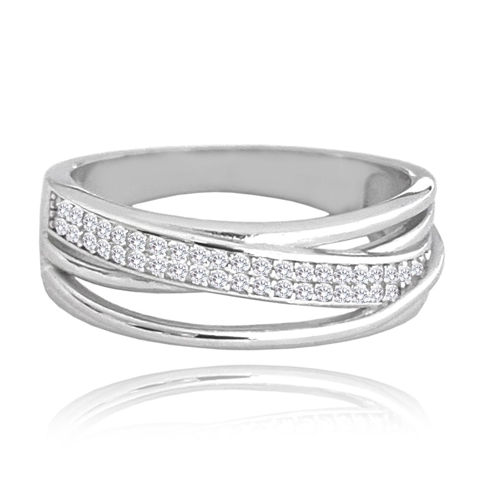 MINET Pierścien srebrny z białymi cyrkoniami wielkość 28