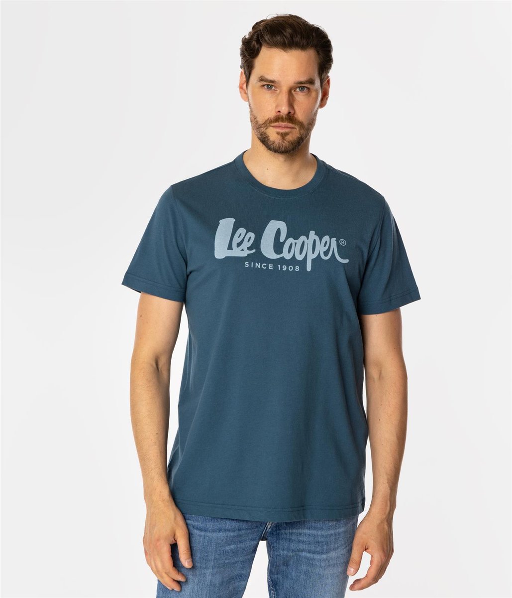 T-shirt męski z logo HERO7 FADE 1010 INDIAN TEAL-XXL