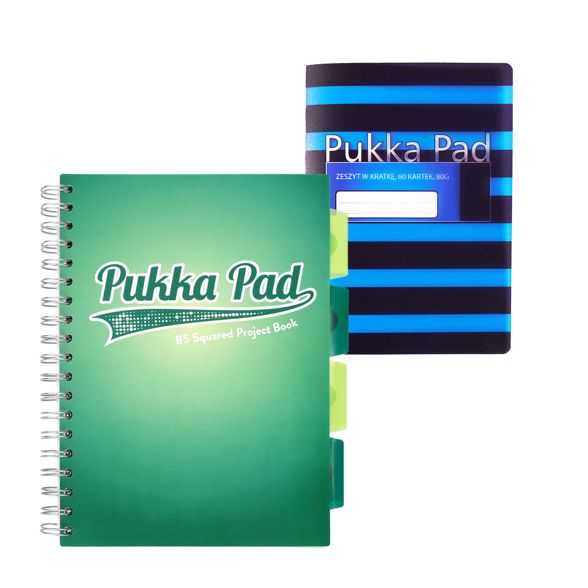 Zestaw kołozeszyt w kratkę B5 turkusowy z przekładkami Pukka Pad + Zeszyt Flex Pad B5 niebieski