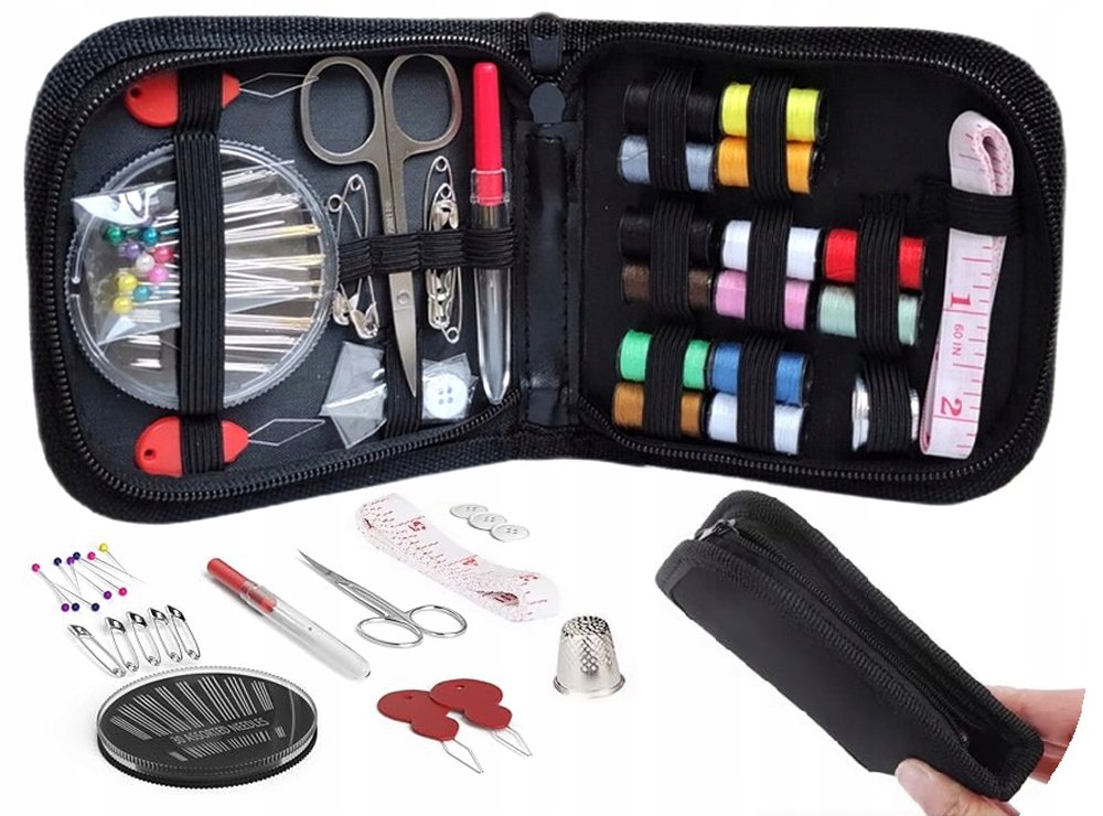 Zestaw Do Szycia Przybory Krawieckie W Etui Przybornik Organizer Nici Igły