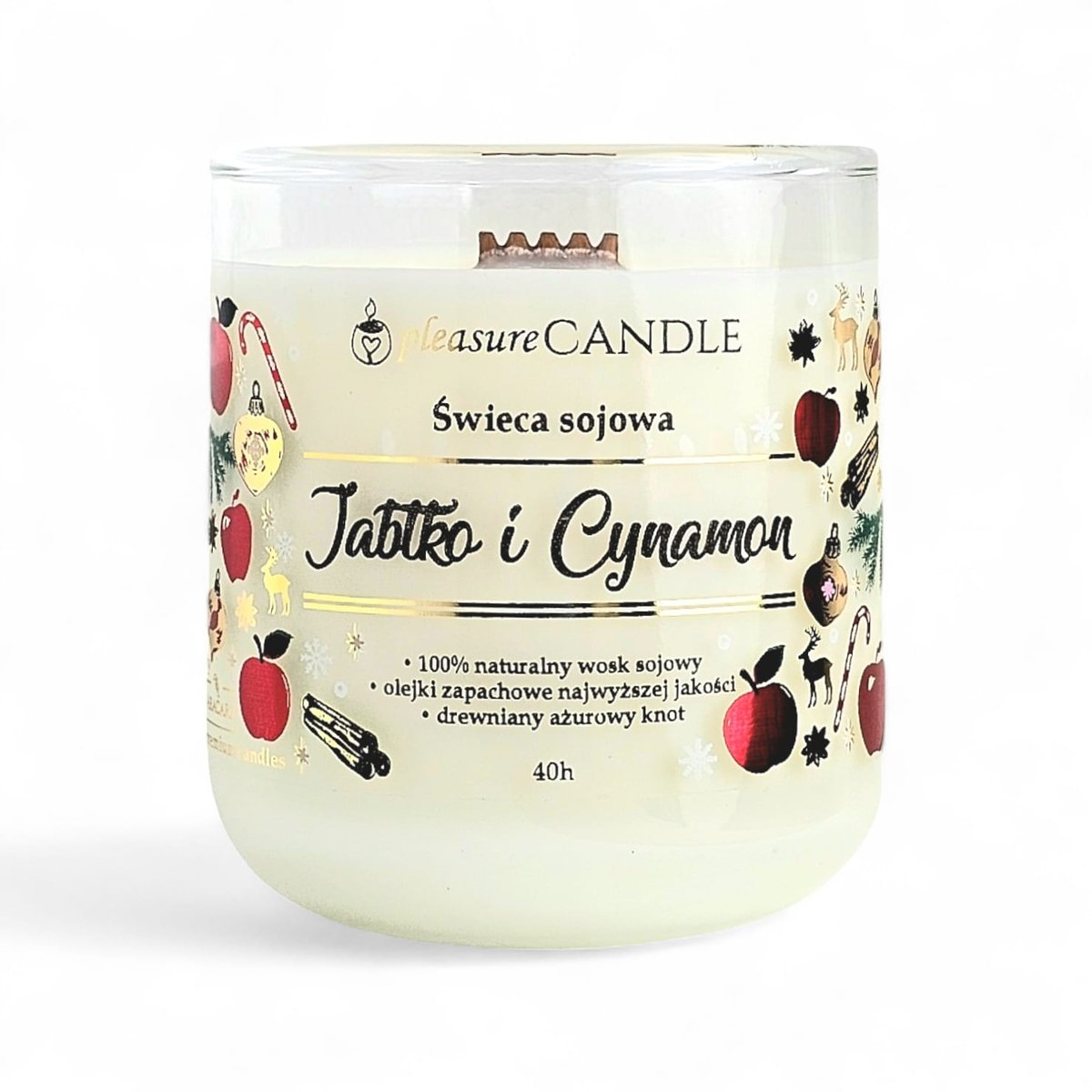 JABŁKO I CYNAMON - Sojowa świeca zapachowa pleasureCANDLE