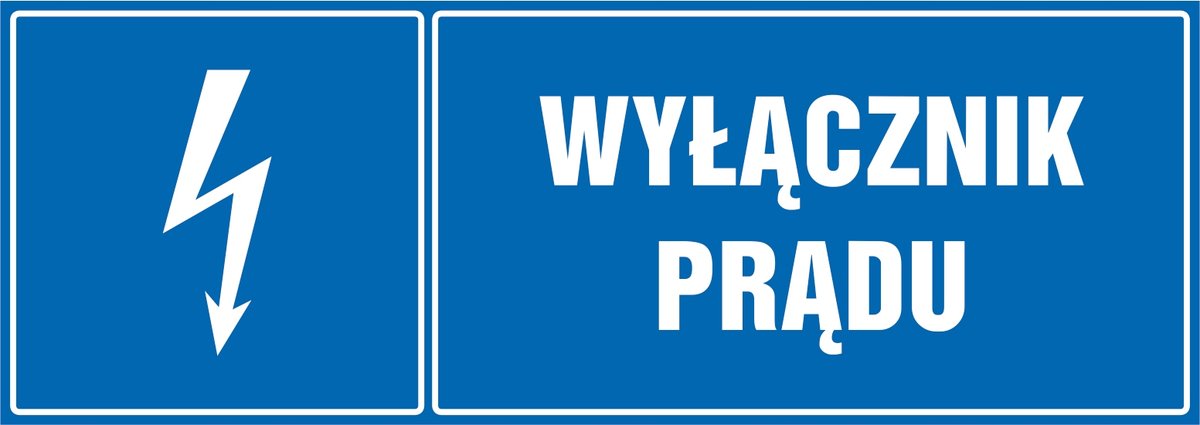 Naklejka pozioma: Wyłącznik prądu 7,4x21cm