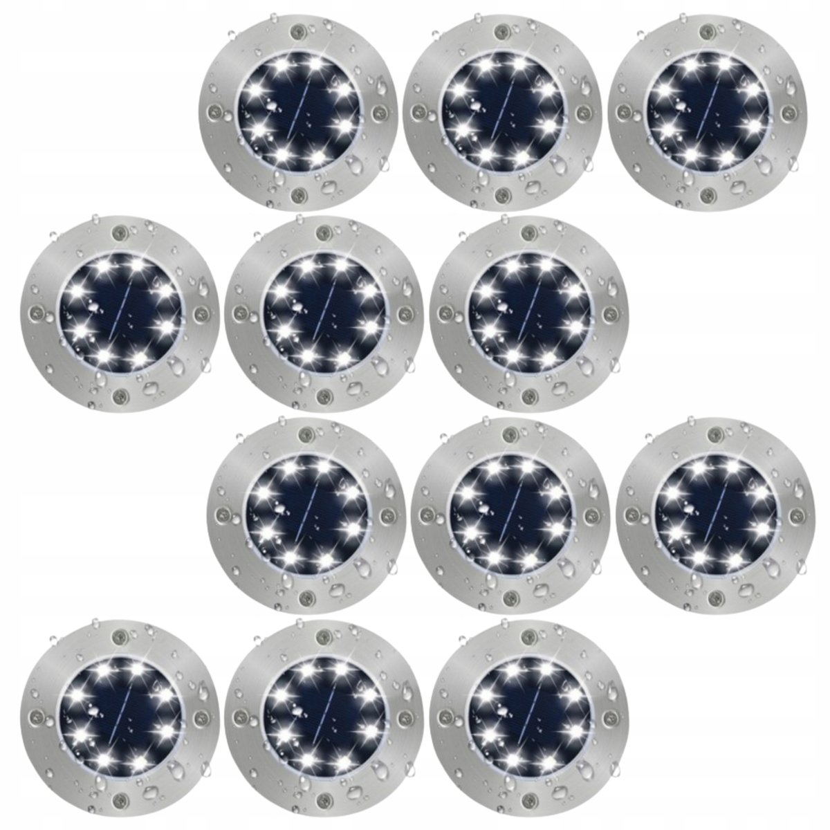 LAMPKI SOLARNE LED DO OGRODU WBIJANE NAJAZDOWE GRUNTOWE LAMPY DYSK 12 SZT