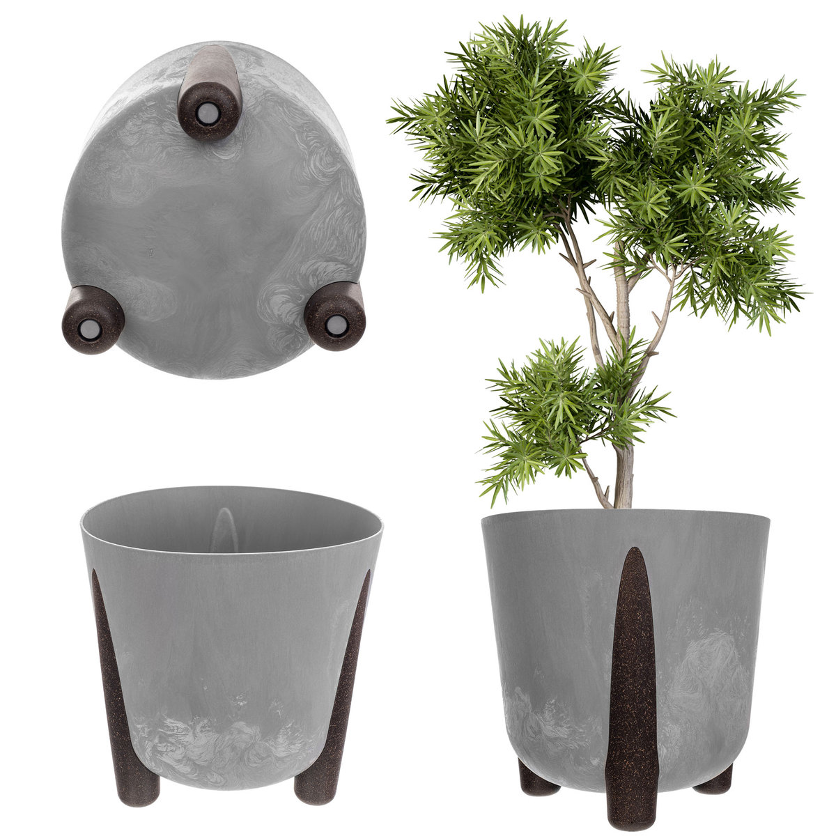 KADAX Doniczka Donica Na Kwiaty Osłonka Nóżki + Wkład Kwietnik 21cm szara