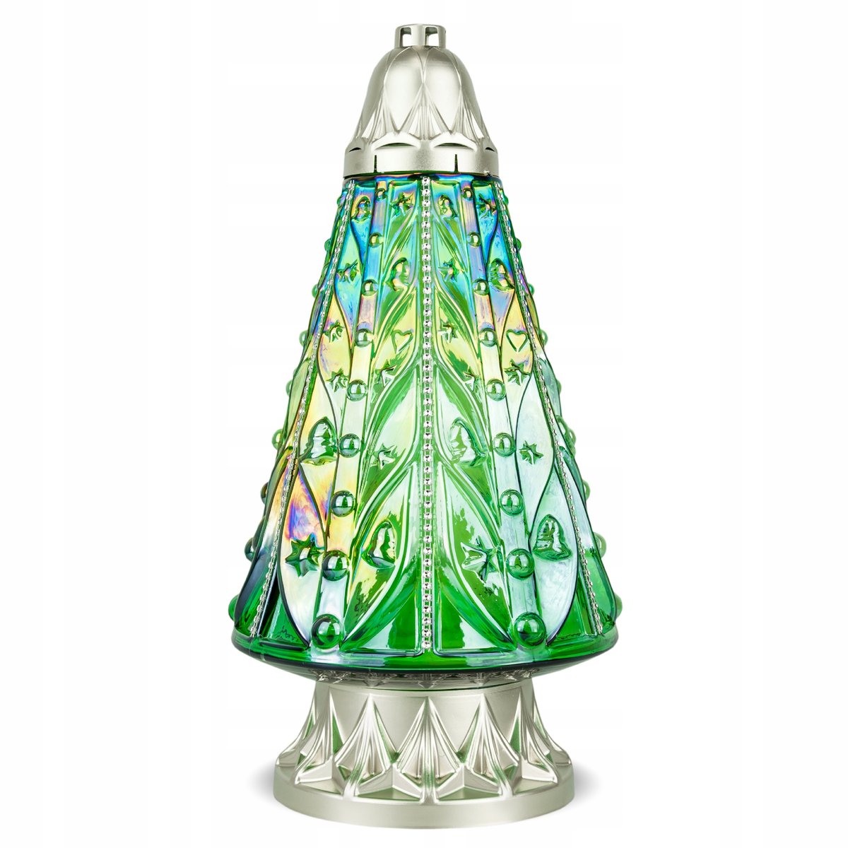 Znicz Choinka Duża 40 cm Zielony DP659 Zdobiony Cyrkonią Gwiazdka