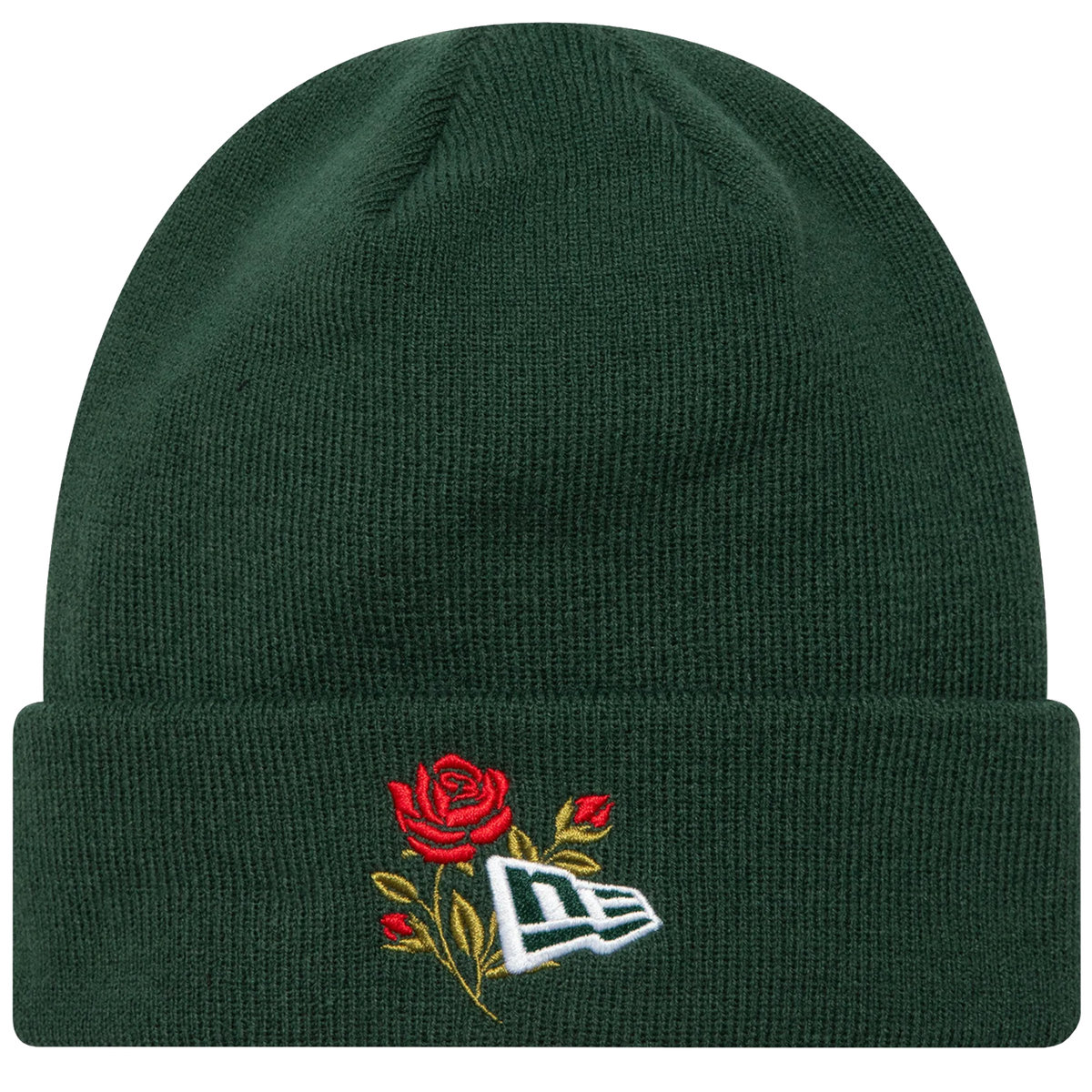 New Era Rose Icon Cuff Knit Beanie Hat 60580736, Kobieta/Mężczyzna, Czapka, Zielony