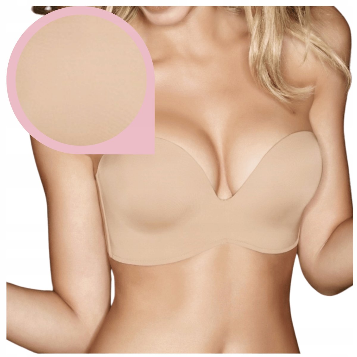 Wonderbra Ultimate Strapless bezramiączkowy stanik bardotka beżowy - 85H