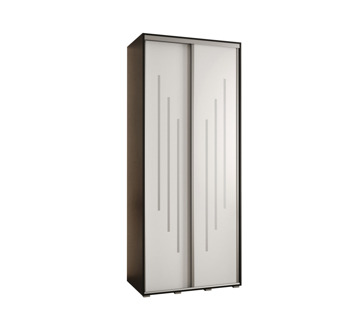 Szafa przesuwna wysoka Davos 8 110 gł. 45 czarny + biały + srebrny / Abiks Meble