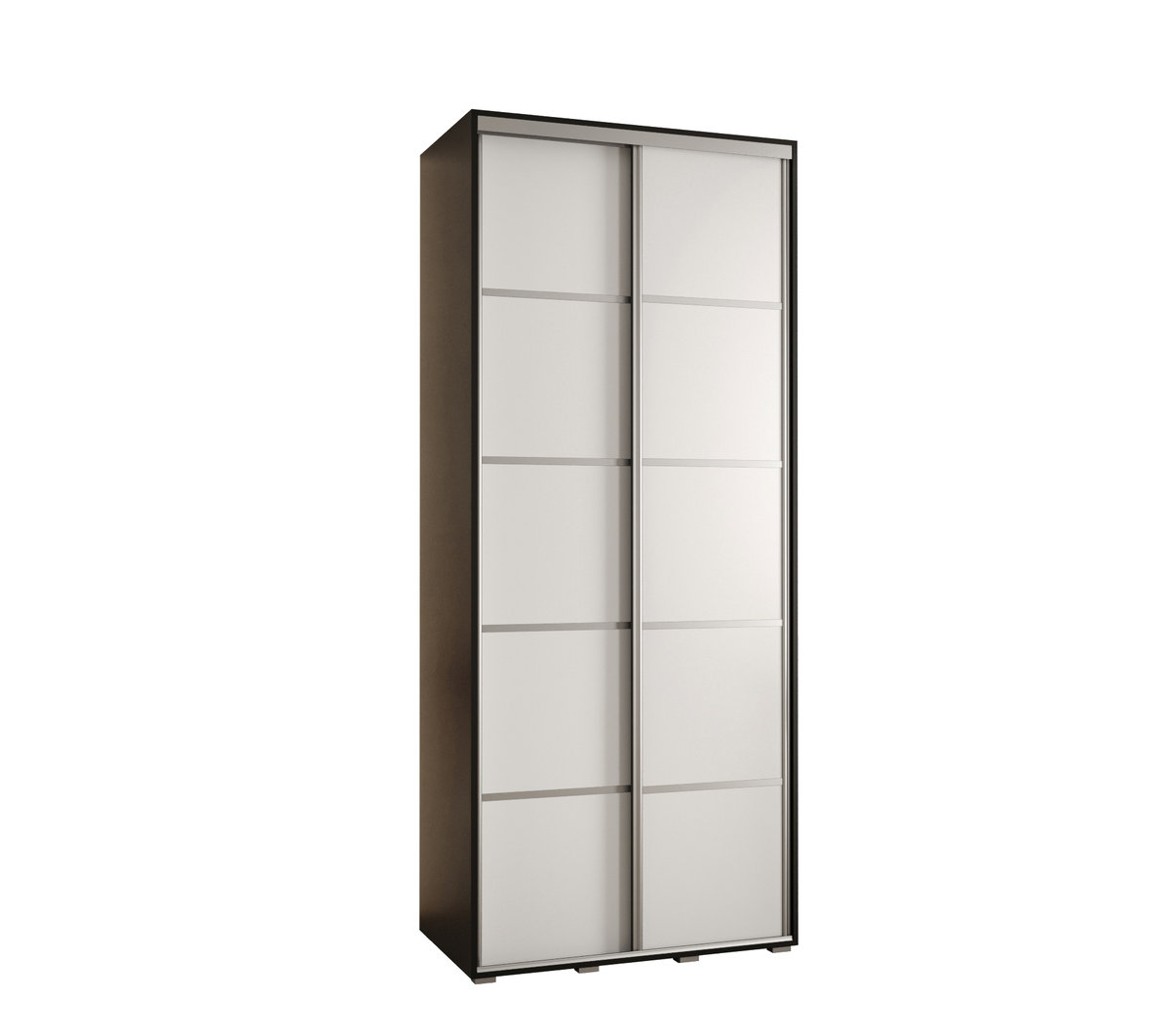 Szafa przesuwna wysoka Davos 4 110 gł. 60 czarny + biały + srebrny / Abiks Meble