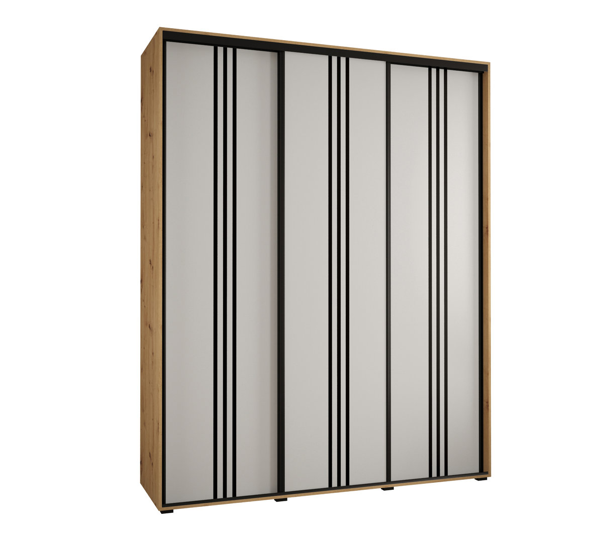 Szafa przesuwna wysoka Davos 6 200 gł. 60 artisan + biały + czarny