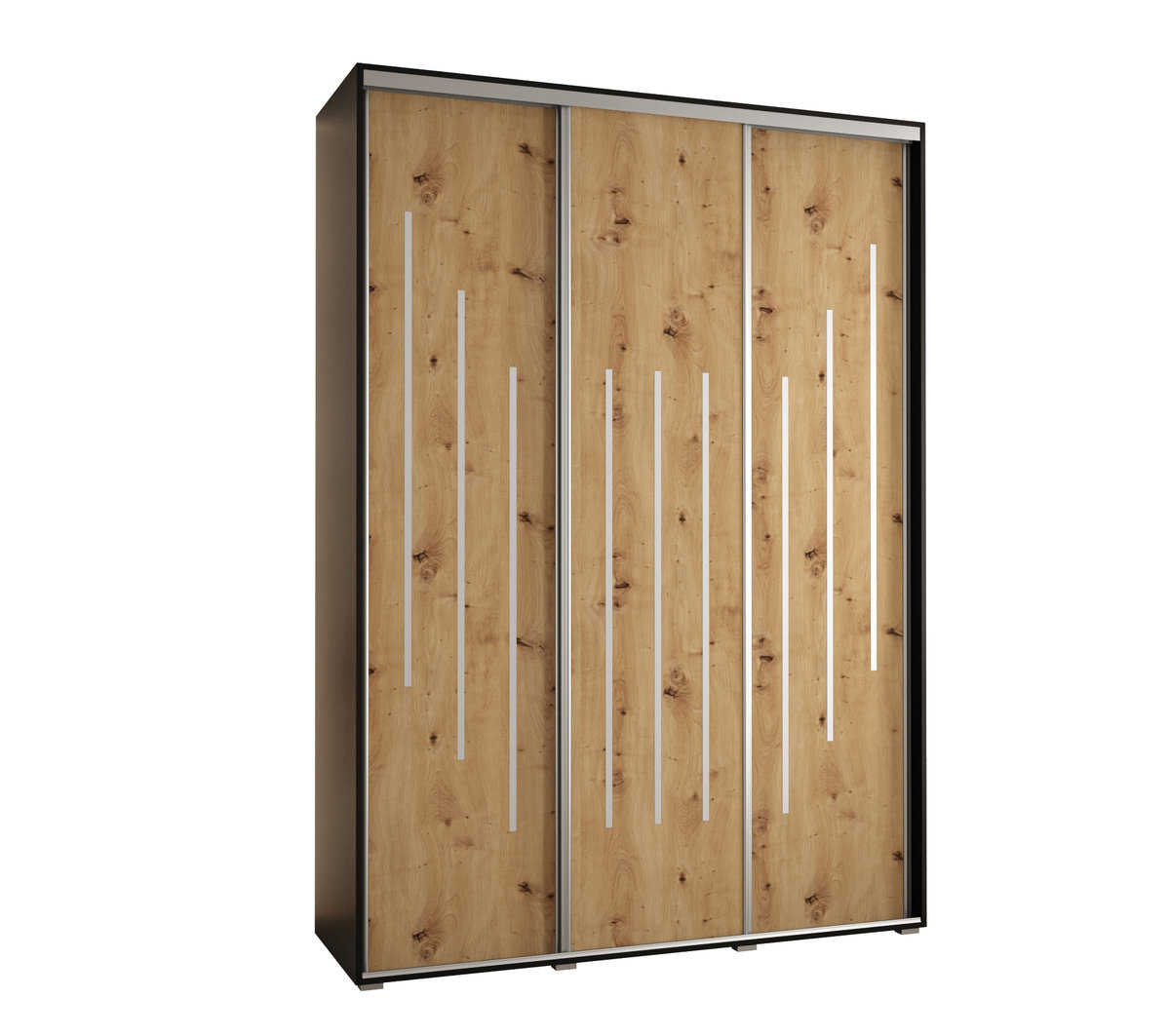 Szafa przesuwna wysoka Davos 8 170 gł. 45 czarny + artisan + srebrny