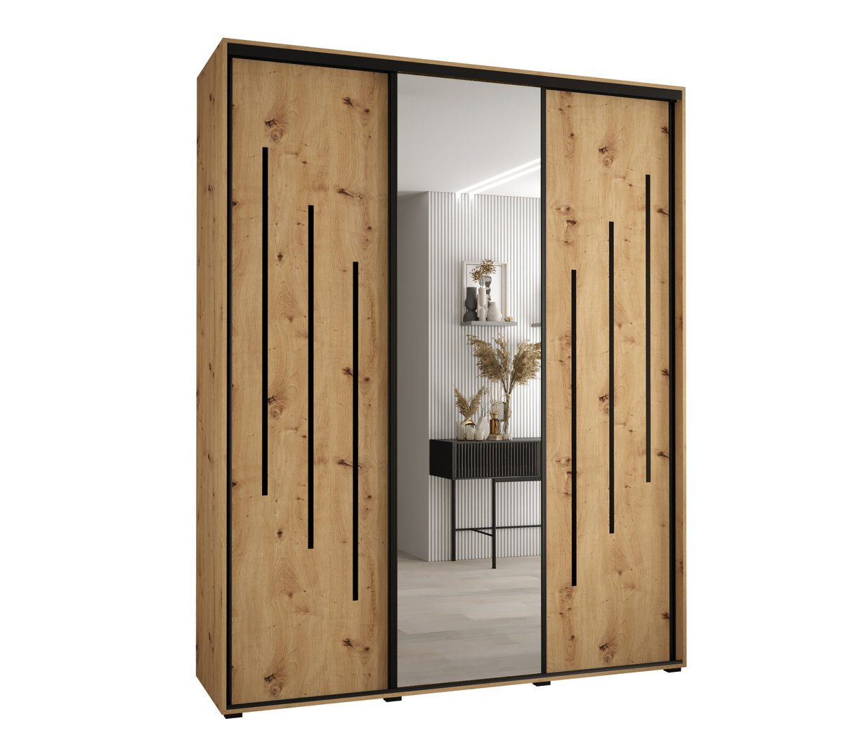 Szafa przesuwna wysoka Davos 9 200 gł. 60 artisan + artisan + czarny