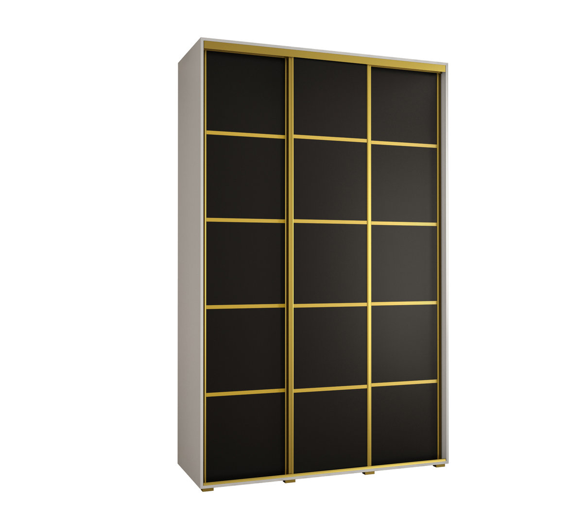 Szafa przesuwna wysoka Davos 4 160 gł. 60 biały + czarny + złoty