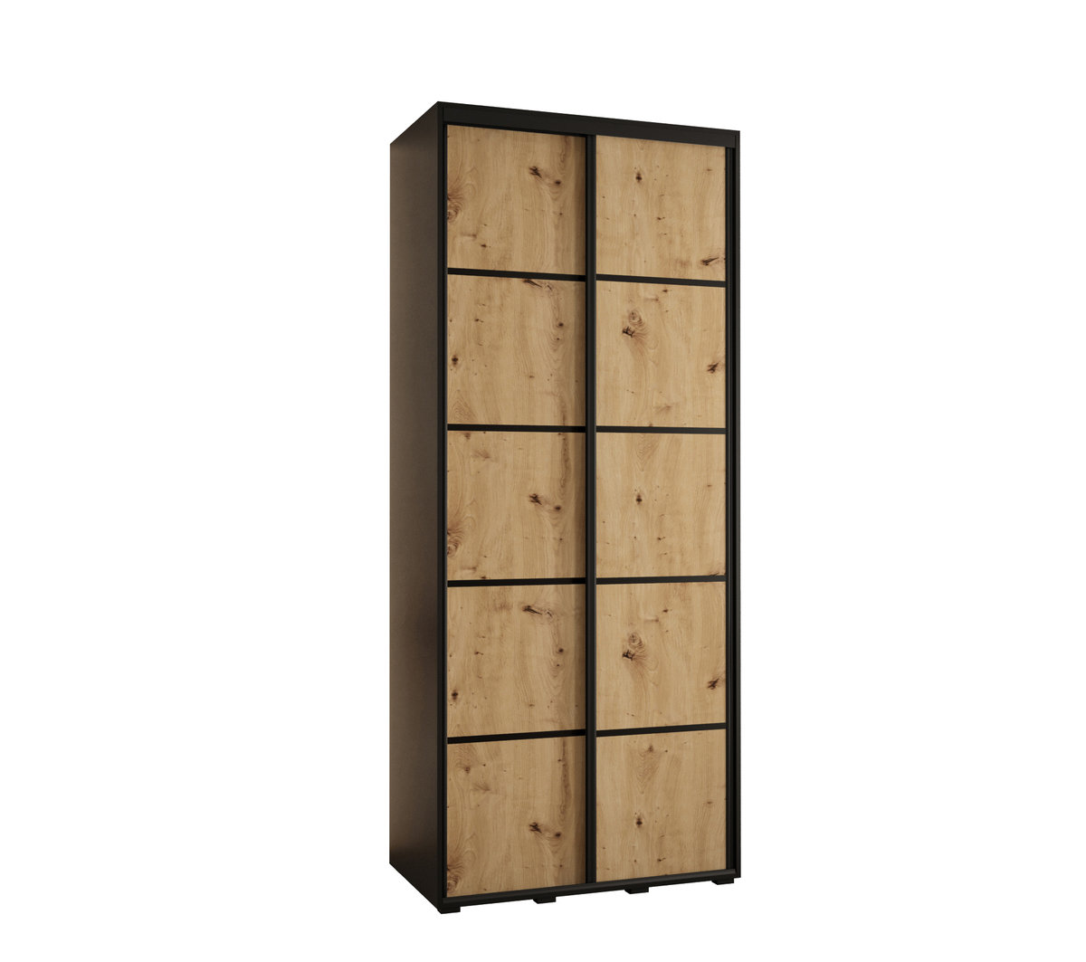 Szafa przesuwna wysoka Davos 4 120 gł. 60 czarny + artisan + czarny / Abiks Meble
