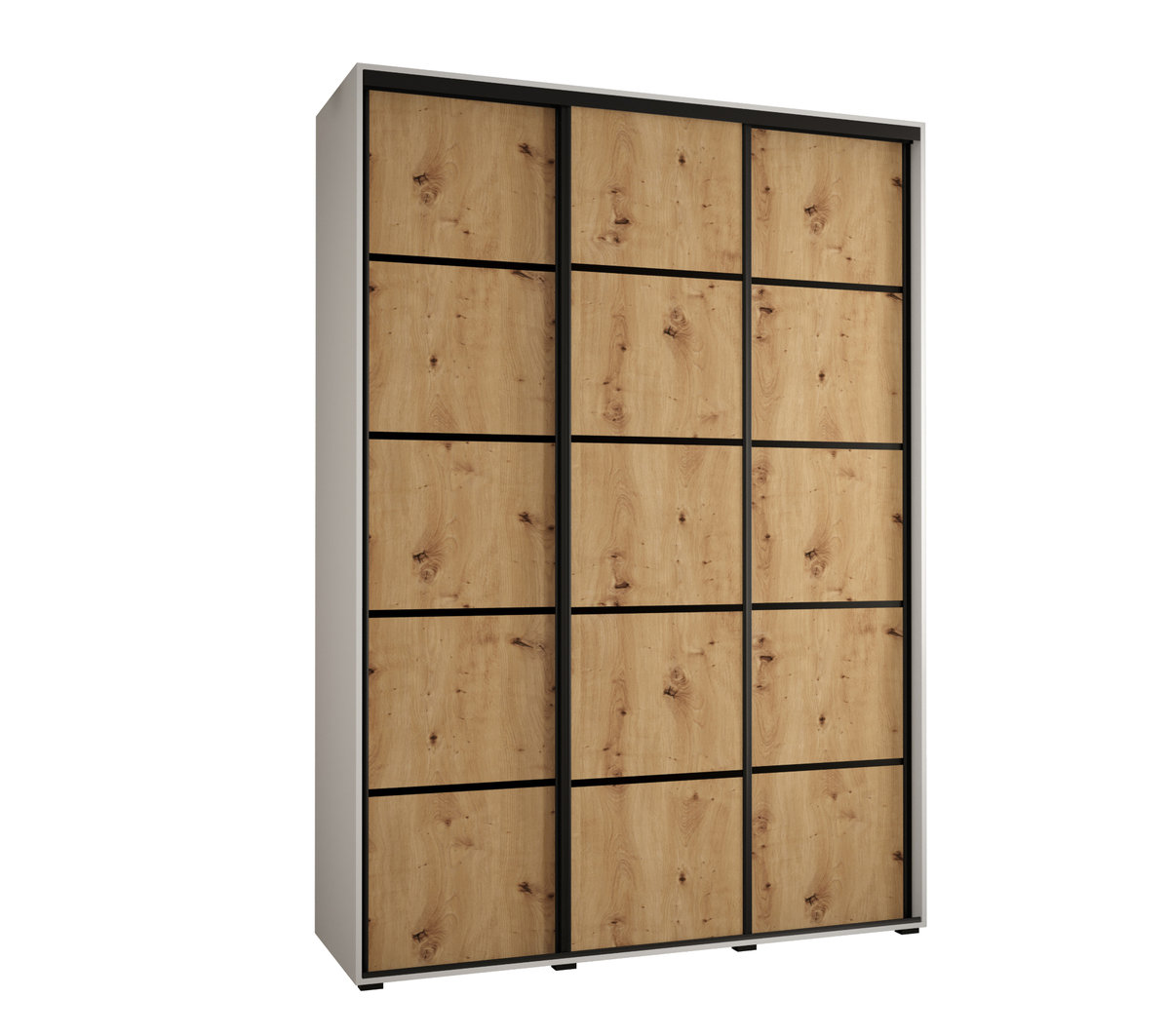 Szafa przesuwna wysoka Davos 4 170 gł. 45 biały + artisan + czarny