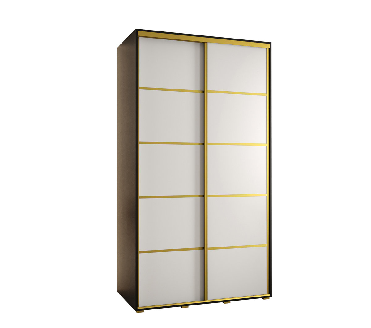 Szafa przesuwna wysoka Davos 4 140 gł. 45 czarny + biały + złoty / Abiks Meble