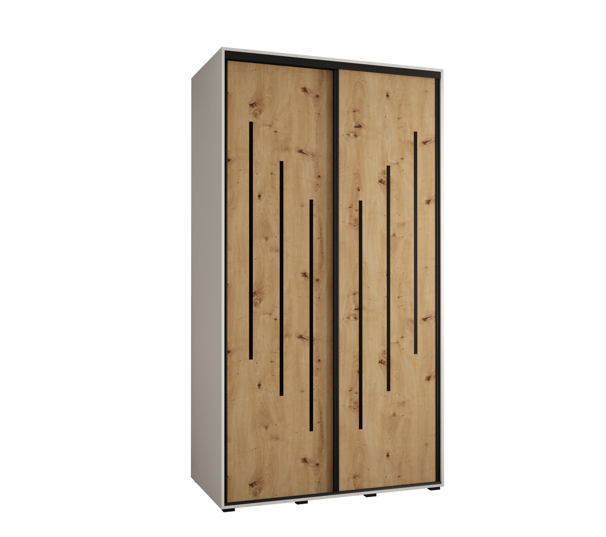 Szafa przesuwna wysoka Davos 8 130 gł. 60 biały + artisan + czarny / Abiks Meble