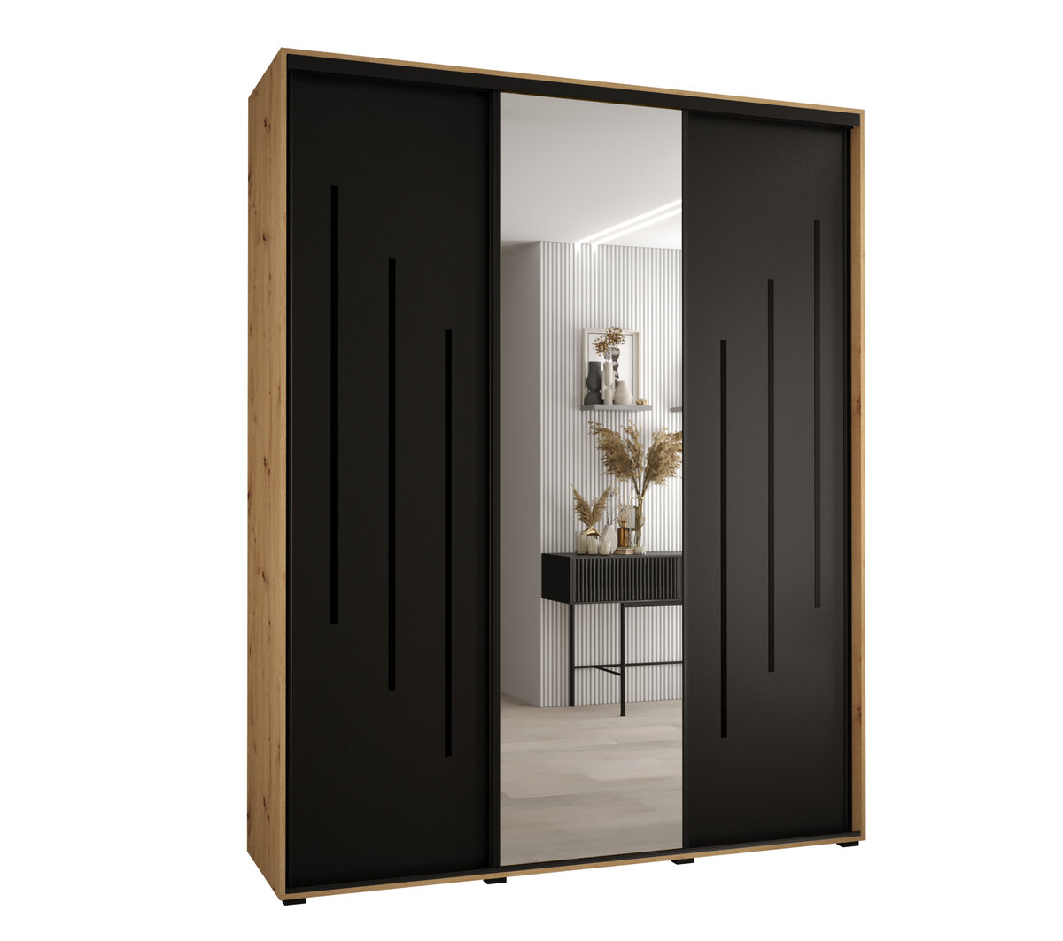 Szafa przesuwna wysoka Davos 9 200 gł. 60 artisan + czarny + czarny