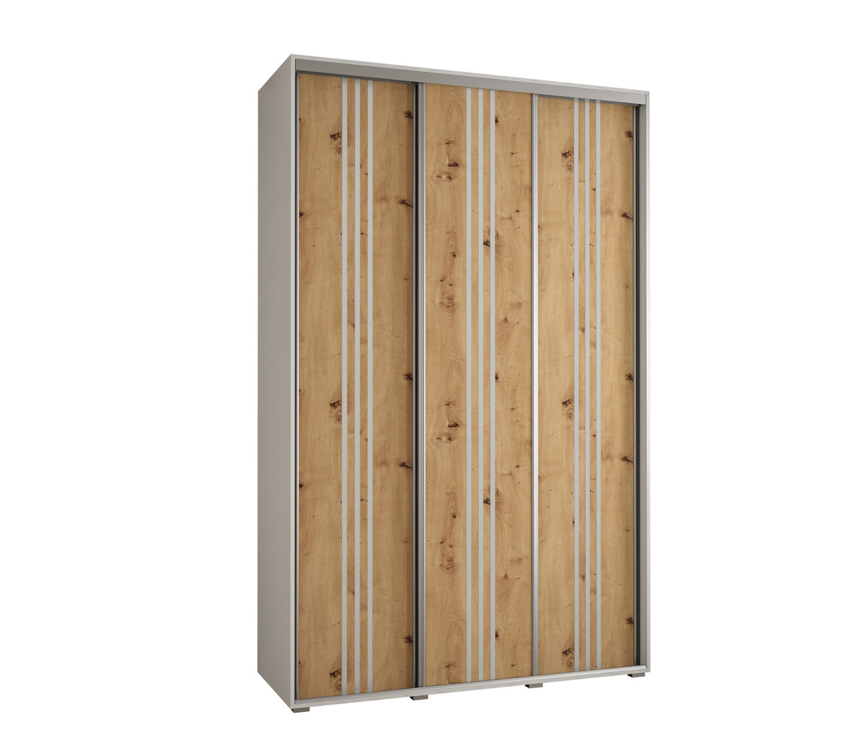 Szafa przesuwna wysoka Davos 6 150 gł. 45 biały + artisan + srebrny / Abiks Meble