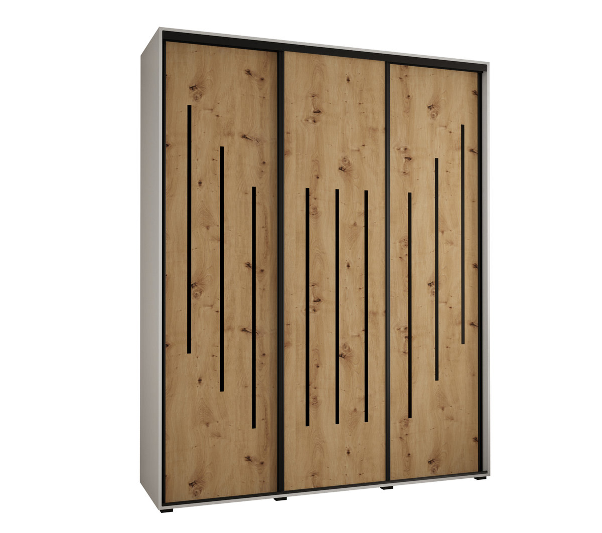 Szafa przesuwna wysoka Davos 8 200 gł. 60 biały + artisan + czarny