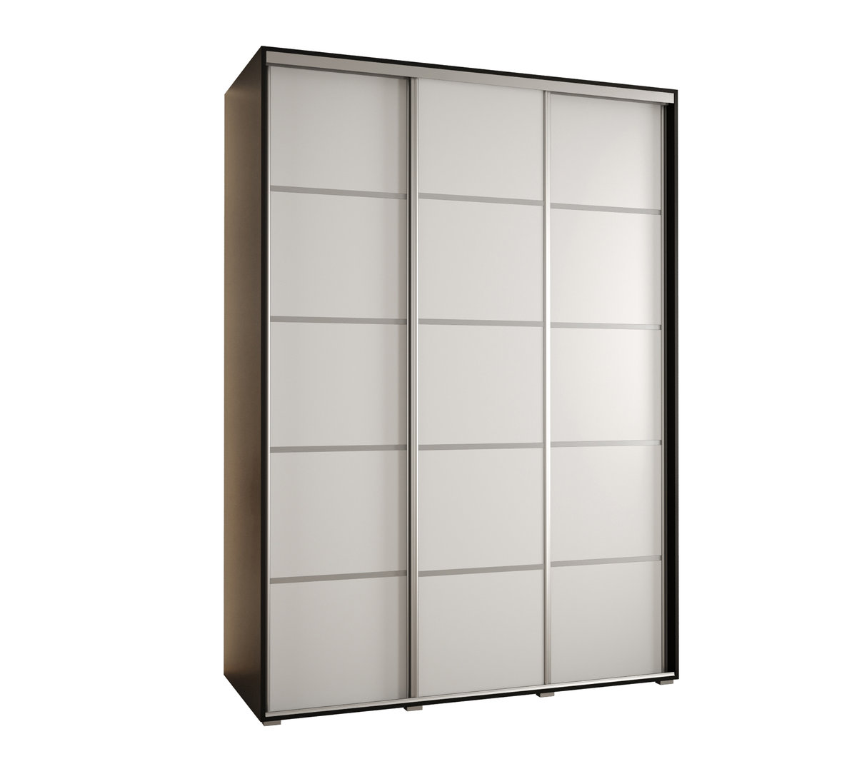 Szafa przesuwna wysoka Davos 4 180 gł. 60 czarny + biały + srebrny