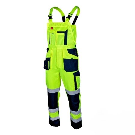 Spodnie robocze ogrodniczki BHP FLASH Odblask Mocne Potrójne Szwy 48