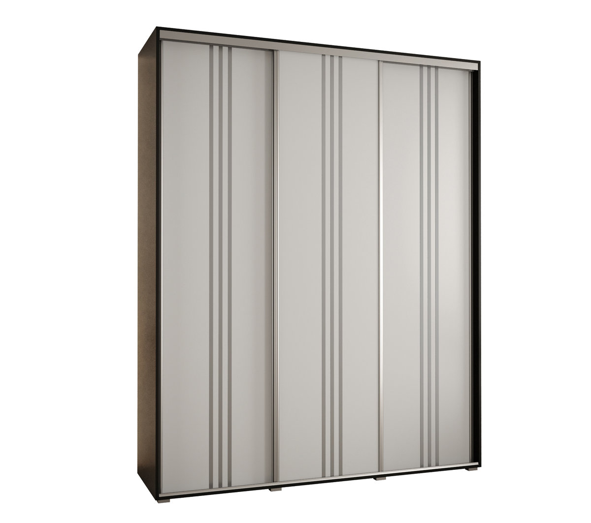 Szafa przesuwna wysoka Davos 6 200 gł. 60 czarny + biały + srebrny