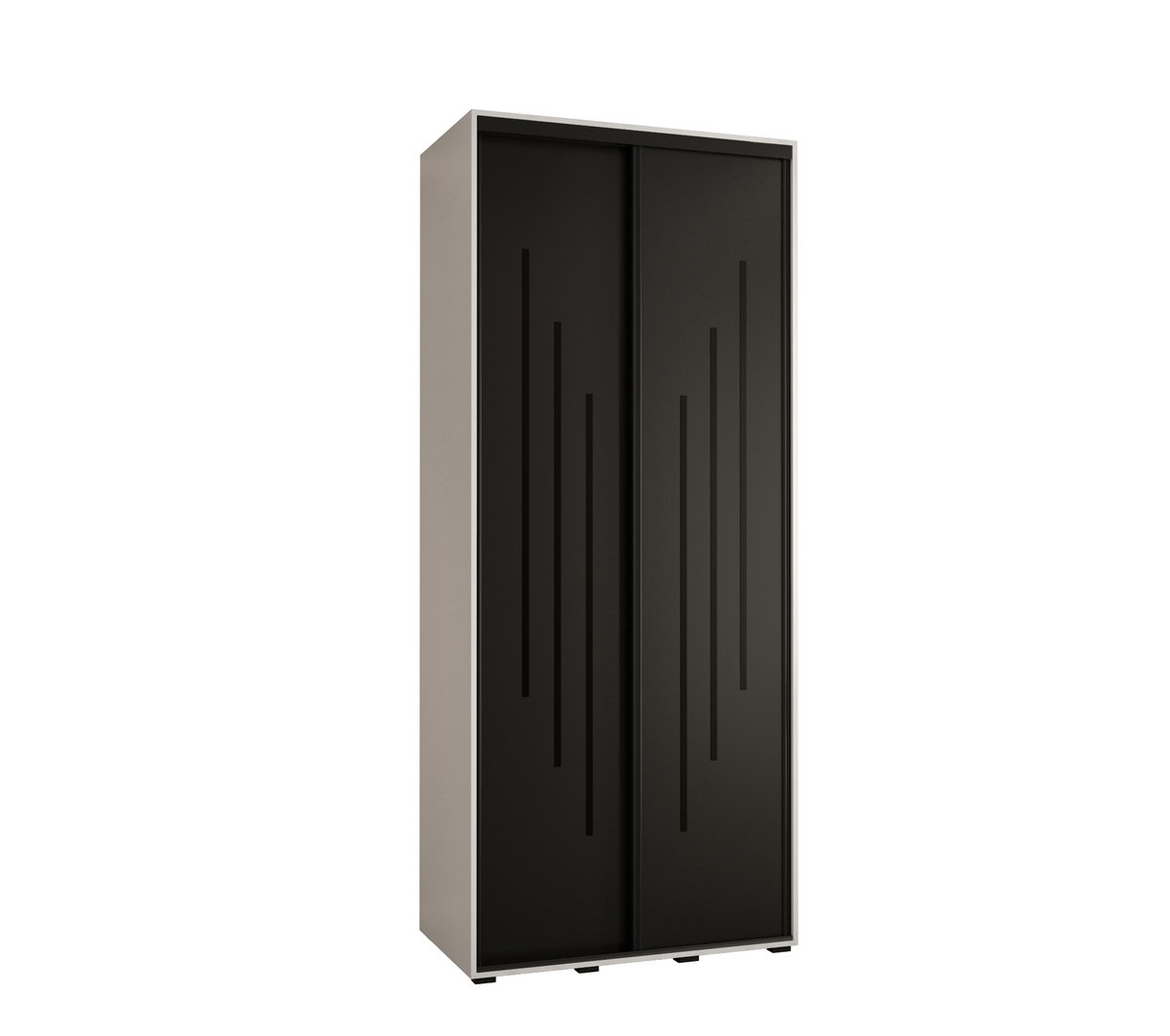 Szafa przesuwna wysoka Davos 8 100 gł. 60 biały + czarny + czarny / Abiks Meble