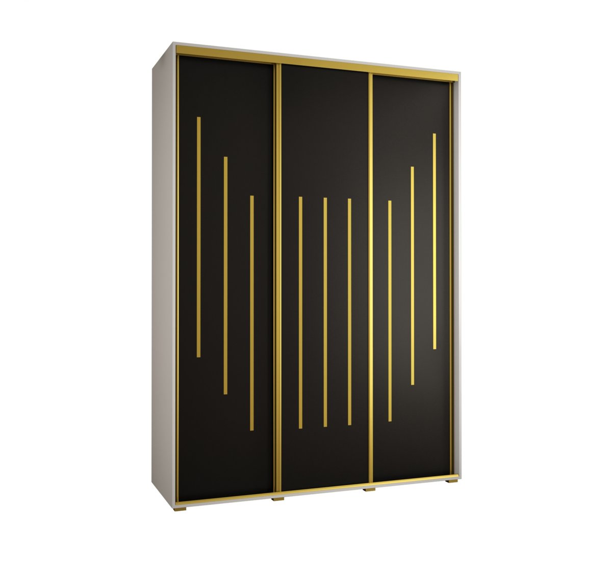 Szafa przesuwna wysoka Davos 8 180 gł. 45 biały + czarny + złoty