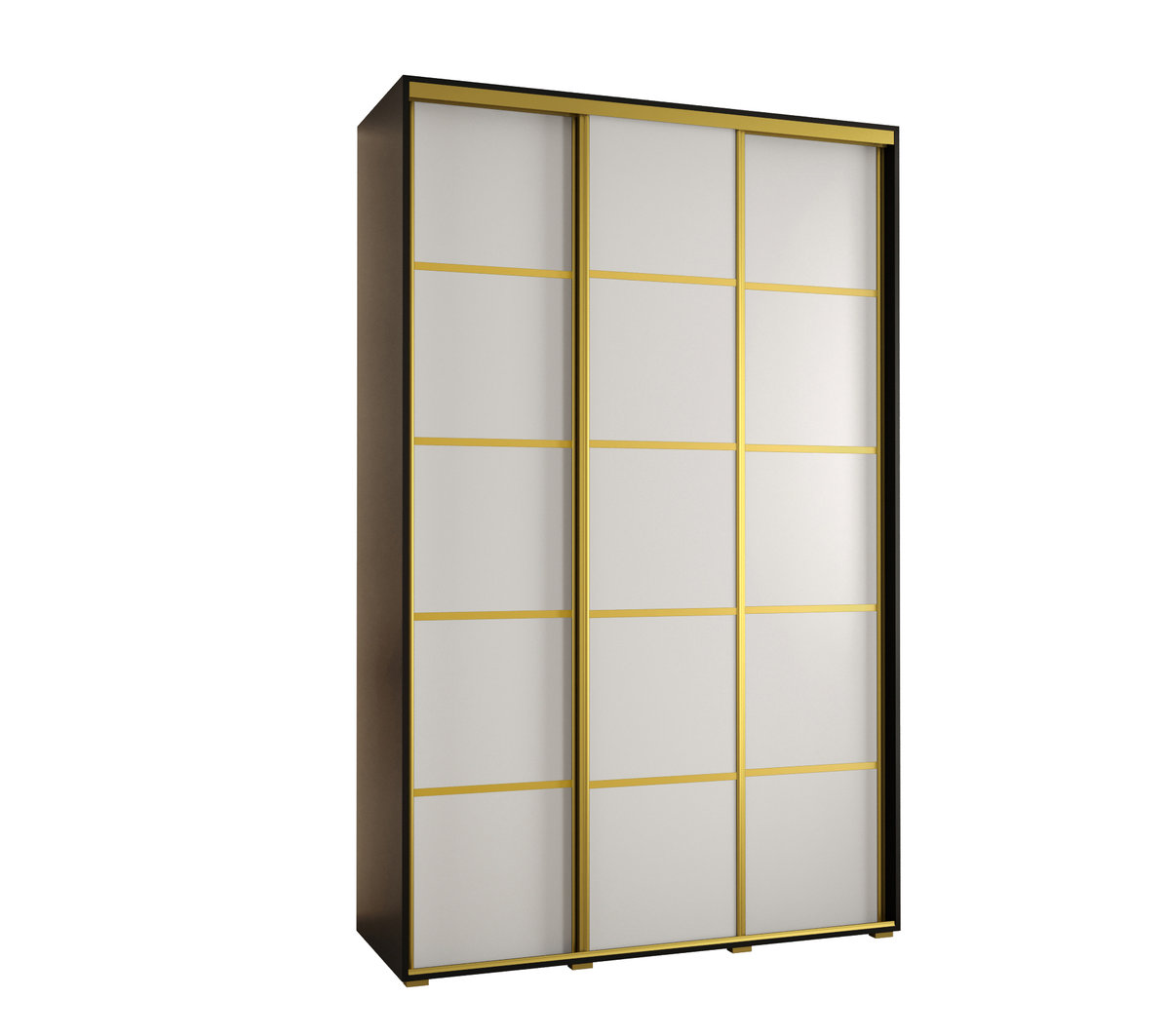 Szafa przesuwna wysoka Davos 4 150 gł. 60 czarny + biały + złoty / Abiks Meble