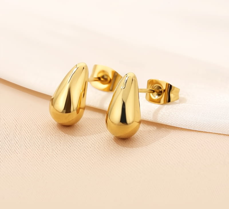 Kolczyki mini łezki małe złote krople - stal szlachetna pozłacana