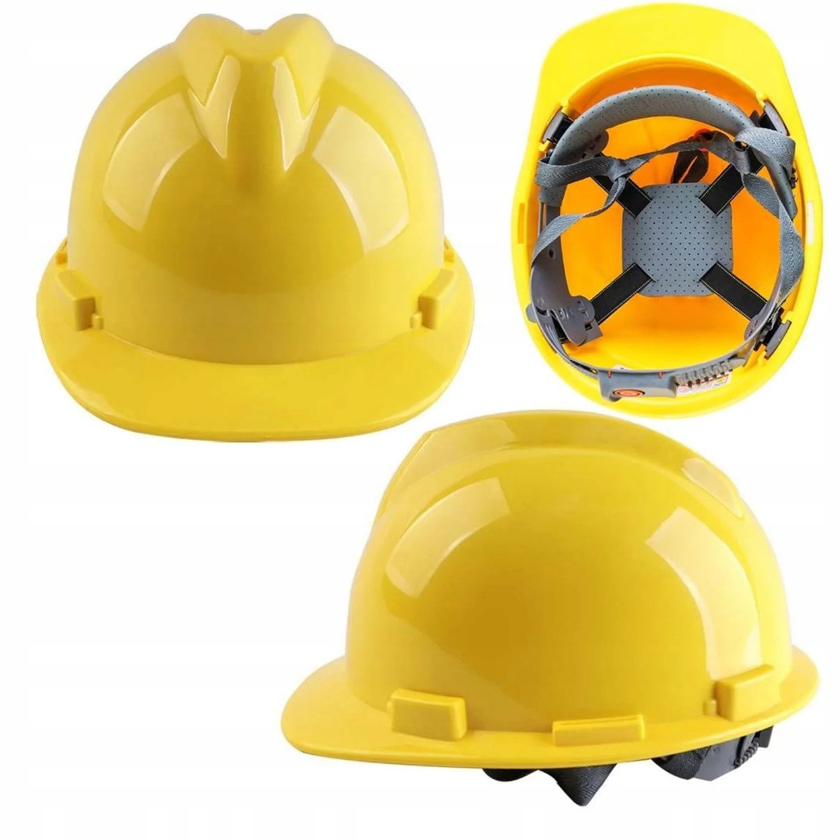 Kask ochronny, hełm roboczy budowlany - żółty z tworzywa HDPE