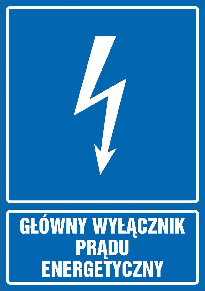Naklejka Główny wyłącznik prądu energetycznego 30x42cm