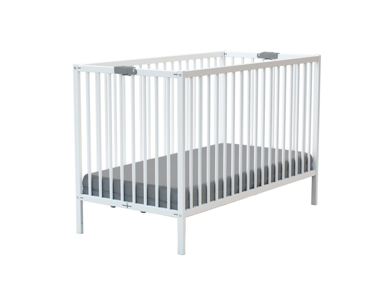 WEBABY - Składane drewniane łóżeczko dziecięce Białe