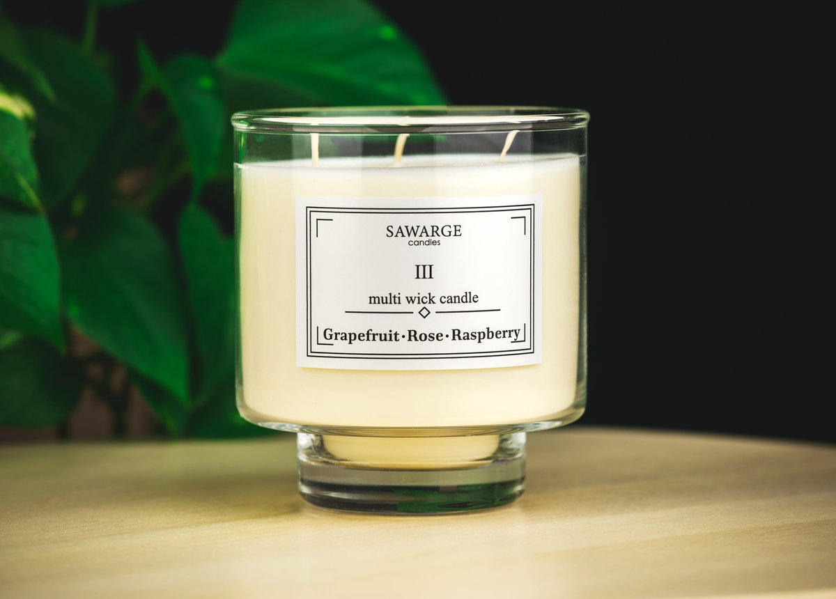 Świeca Zapachowa Sojowa No3 / Malina Róża Grejfruit 450g/50h/Sawarge Candles