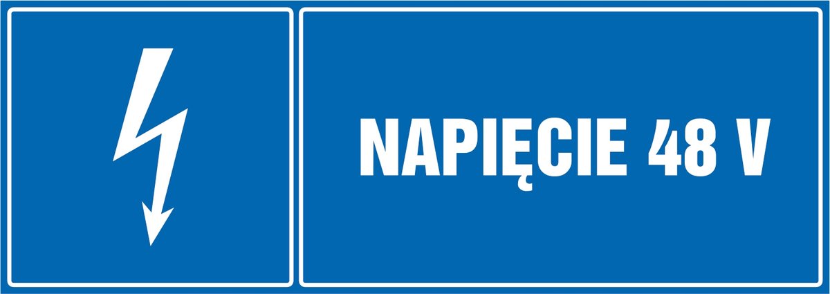 Naklejka pozioma: Napięcie 48 V 21x60cm