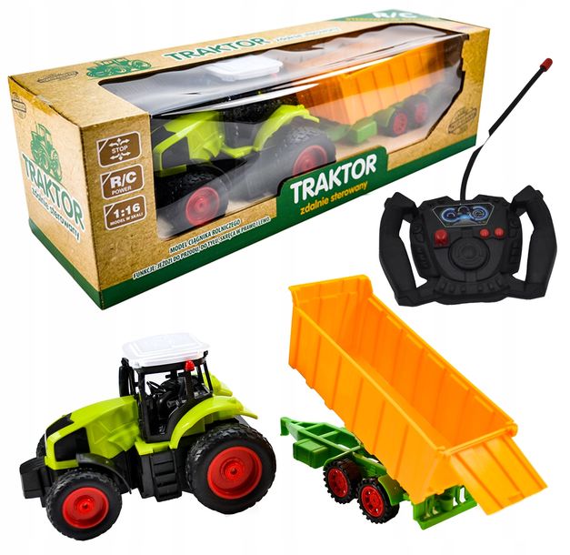 Zdalnie Sterowany Traktor Z Przyczepą Zabawka Dla Dzieci Prezent Akumulator