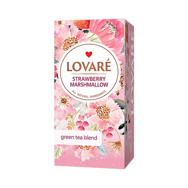 LOVARE herbata zielona STRAWBERRY MARSHMALLOW 24 saszetki