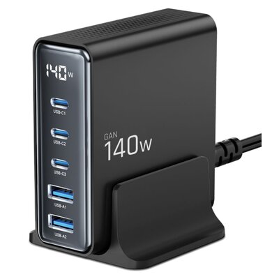 Stacja ładująca TECH-PROTECT 140W GAN QC3.0 Czarny